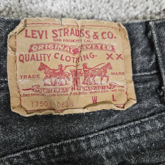 Vtg Levis 501 XX Jeans Women 7 Faded Black Straight Leg Grunge 90s Made in USA - Picture 8 of 16